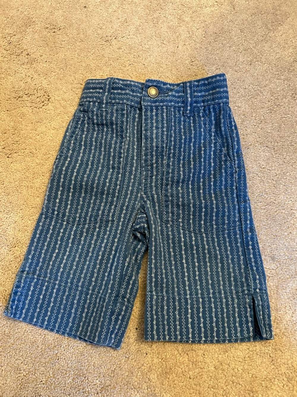 Vintage Ralph Lauren Blue Indigo-Striped Kids Jean Capri